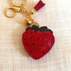 Strawberry rhinestone keychain new.